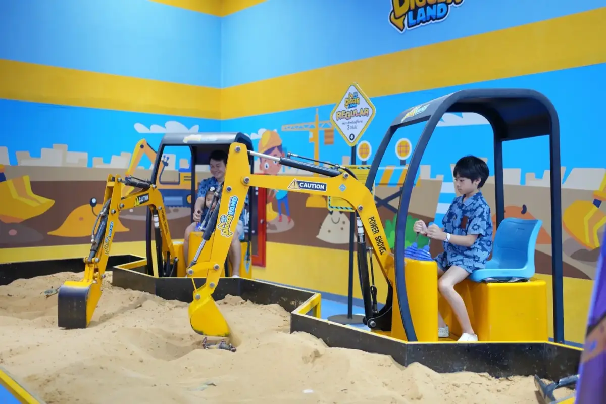 รถขุดไฮดรอลิกของจริงย่อขนาด — Digger Land