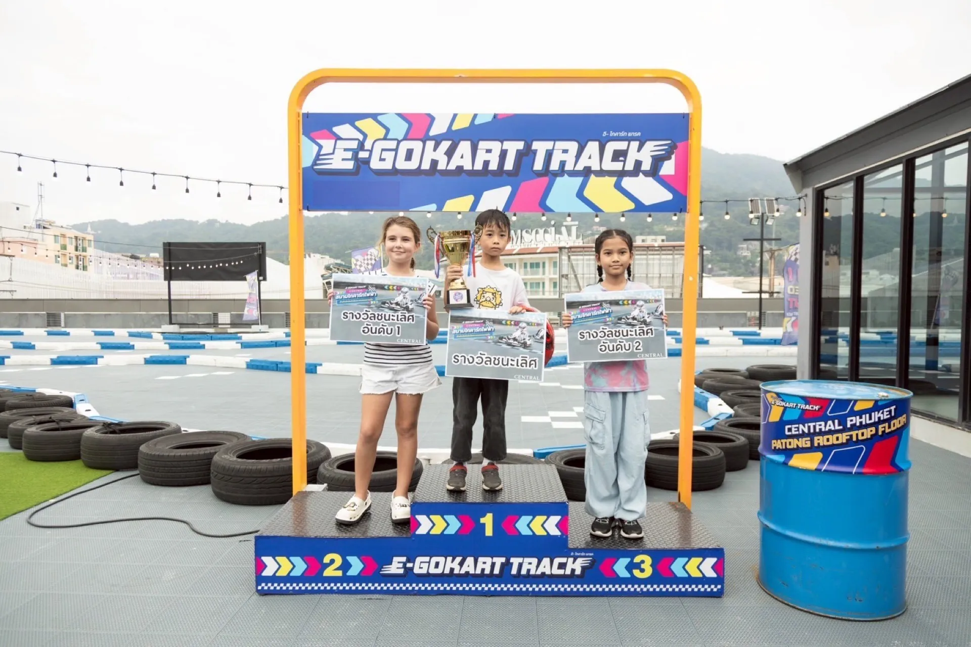Driver close-up on the Patong rooftop track
